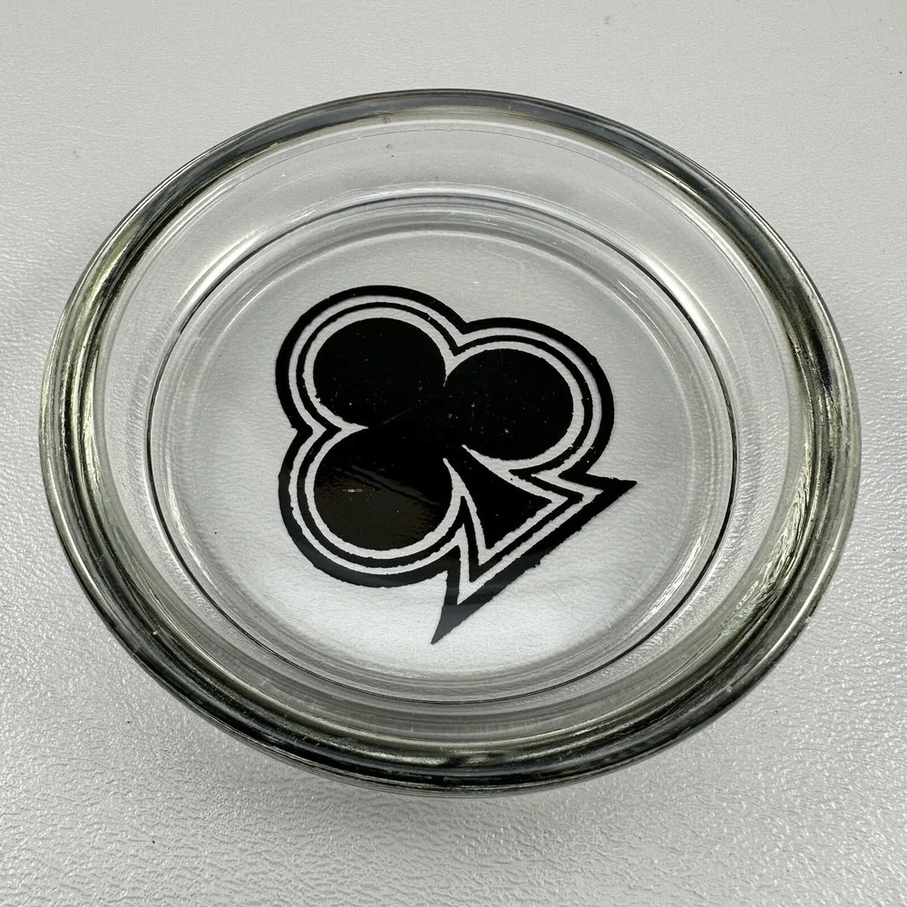 Set/4 Federal Glass Coasters Playing Card Suits 1950's MCM Poker Ash Tray Vtg